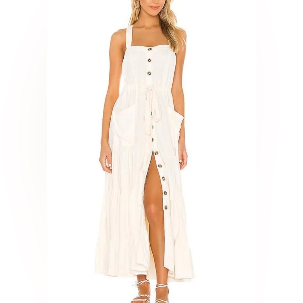 FREE PEOPLE Catch The Breeze Midi Dress in Ivory Size XS